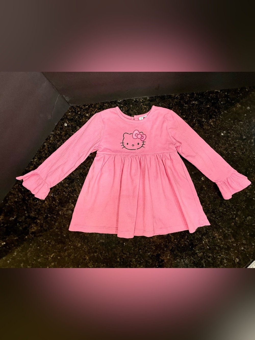 Hello Kitty Hot Pink Long Sleeve Ruffled Cuff Dress size 5/6